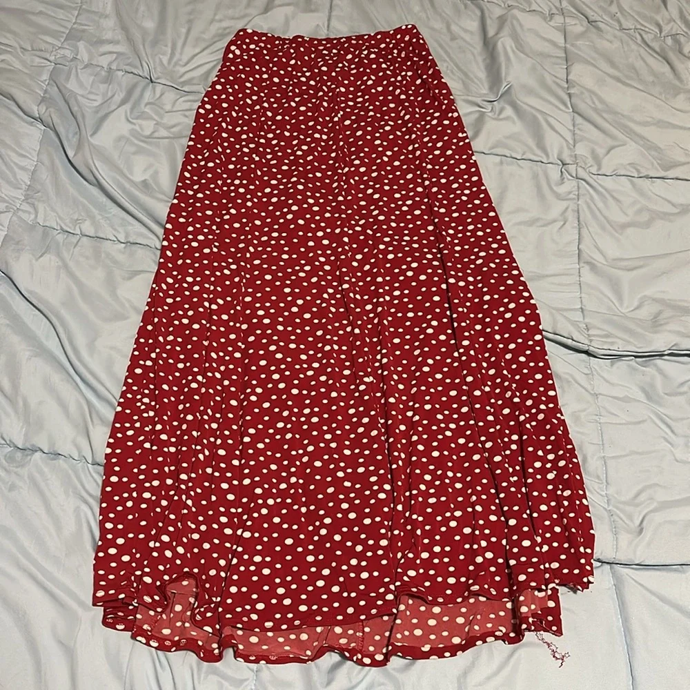 Dialogue red and white polka dot maxi skirt size XS - Picture 2 of 3